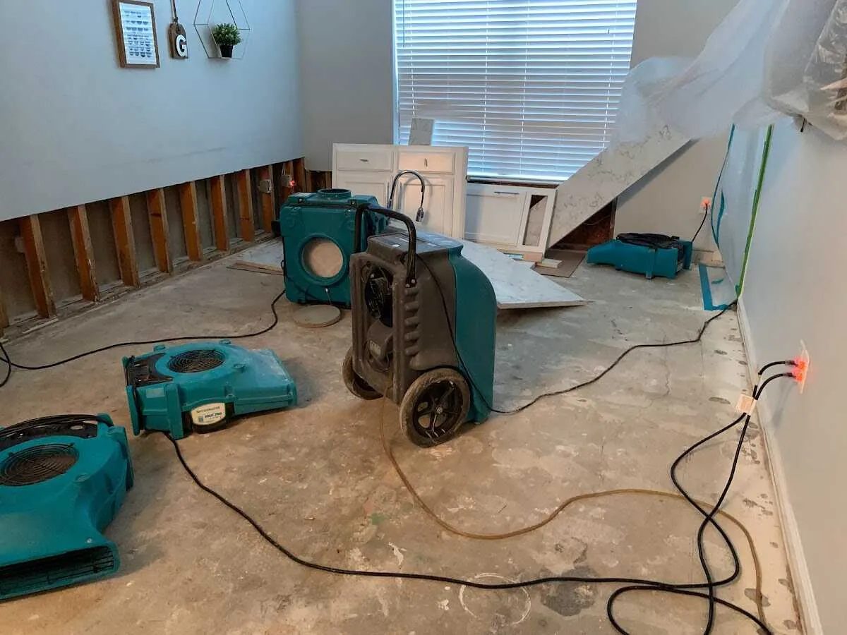 Dehumidifier in flood-cut room for Water Extraction & Removal in Athens